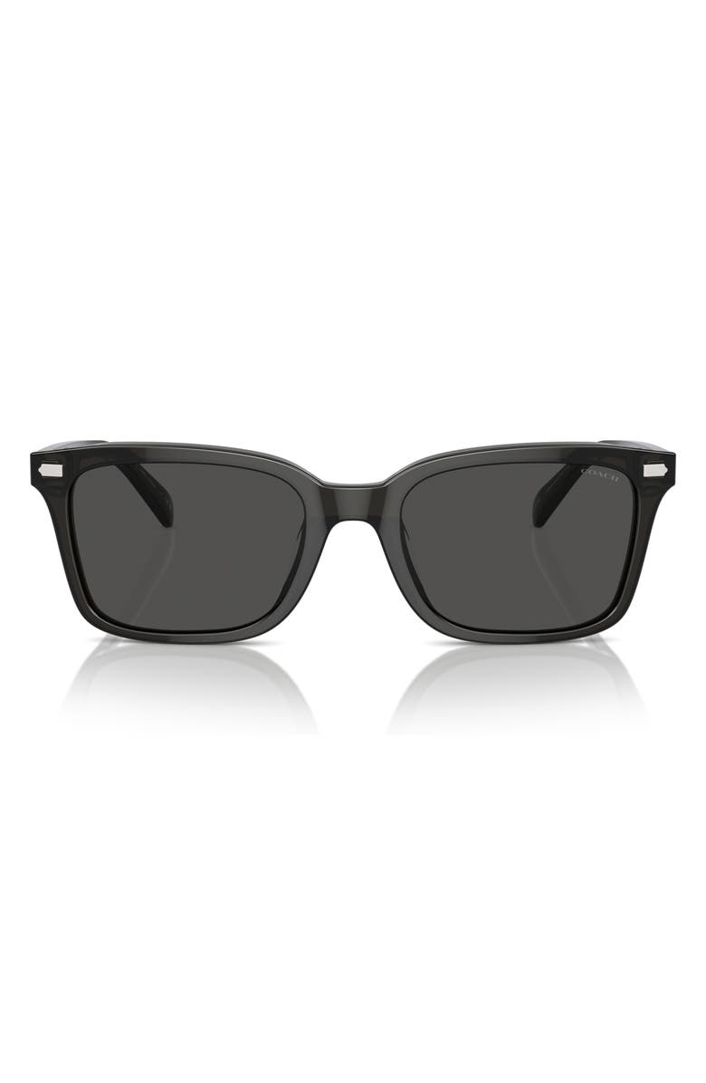 COACH 54mm Square Sunglasses, Main, color, Transparent Dark Grey / Grey