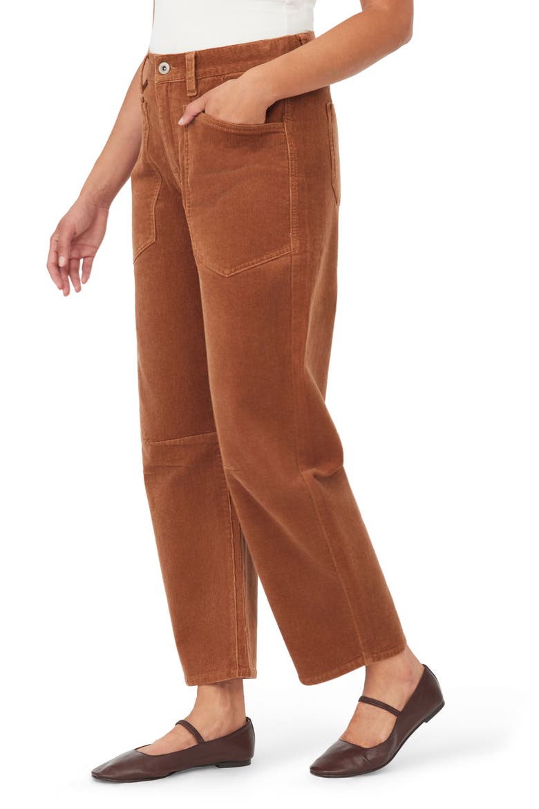 Barrel Leg Ankle Pants, Alternate, color, COGNAC CORD