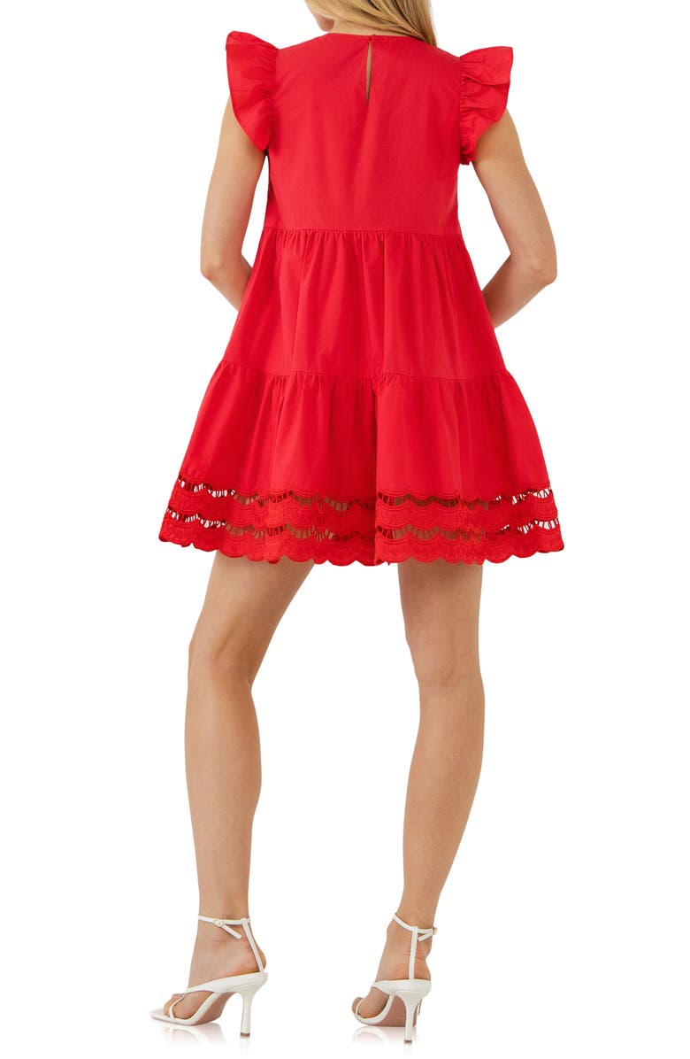 English Factory Scallop Hem Cotton Minidress, Alternate, color, 