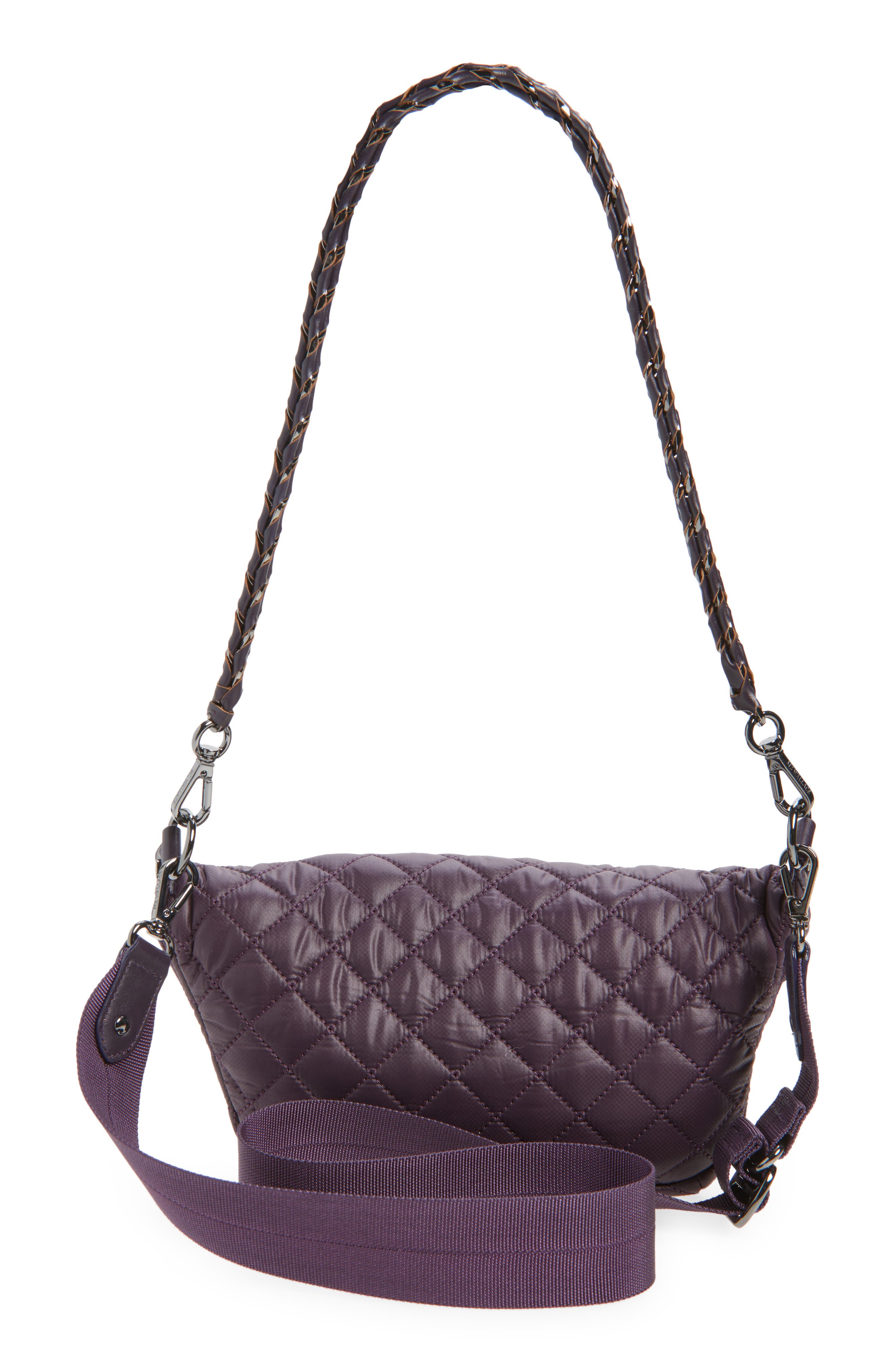 MZ Wallace Small Crosby Quilted Nylon Convertible Sling Bag, Alternate, color, Raisin