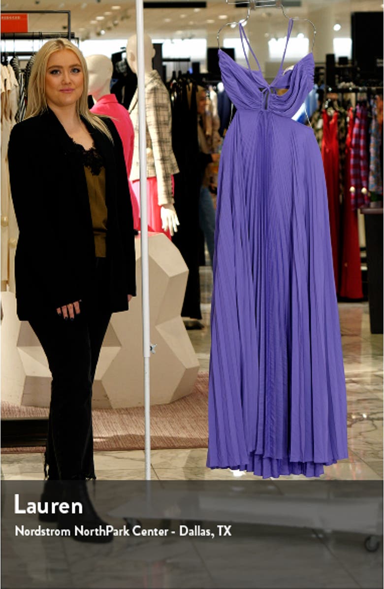 Moira Pleated Halter Maxi Dress, sales video thumbnail