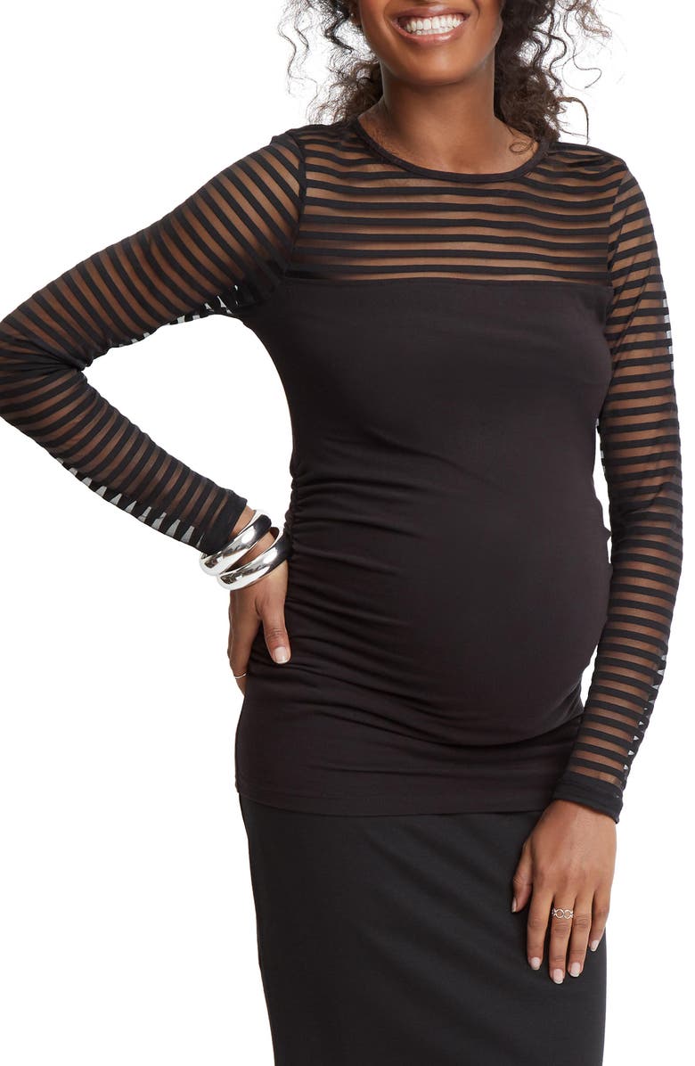 Stowaway Collection Shadow Stripe Maternity Top, Main, color,