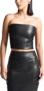 Manière De Voir Bandeau Leather Corset Top