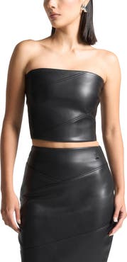 Manière De Voir Bandeau Leather Corset Top