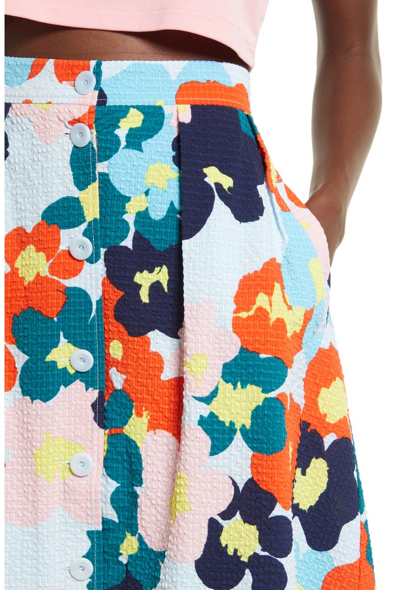 Cristina Martinez Print Skirt, Alternate, color, BLUE FLORAL SMUDGE