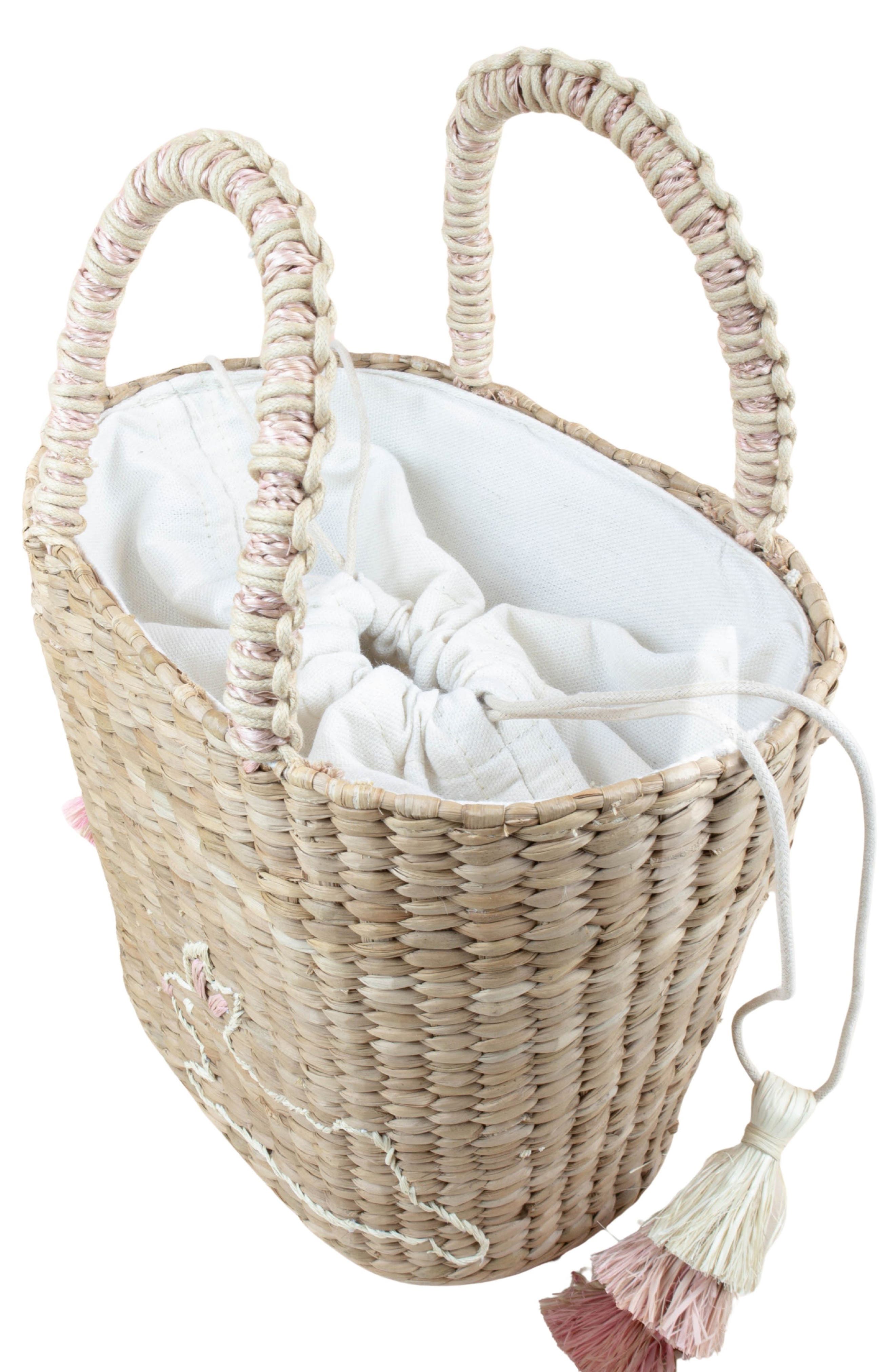 LIKHA Bunny Embroidered Tote Bag, Alternate, color, Natural