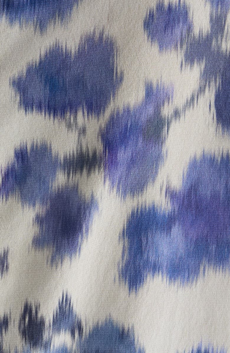Isabel Marant Tullya Ikat Floral Bubble Sleeve Stretch Silk Top, Alternate, color, Blue