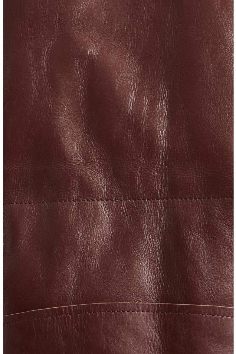 Layered Leather Puffer Jacket, Alternate, color, BROWN/ BLACK
