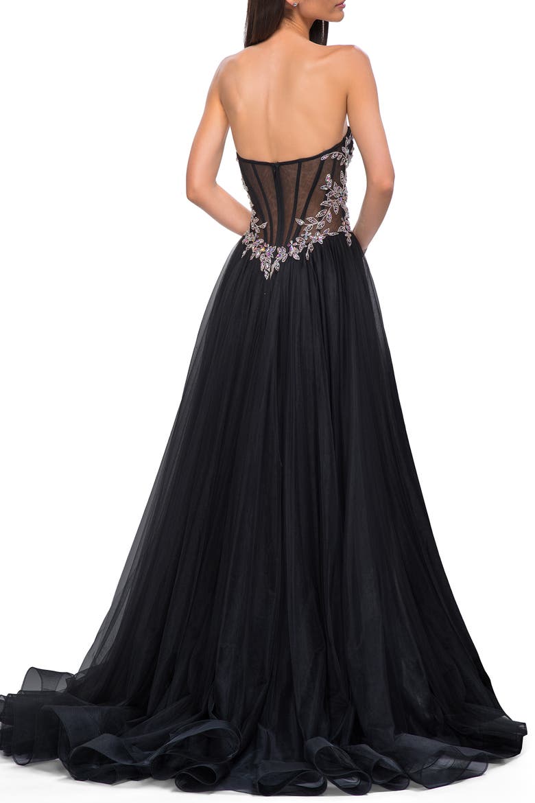 A-line Tulle Prom Dress with Stunning Floral Beaded Design, Alternate, color, Black