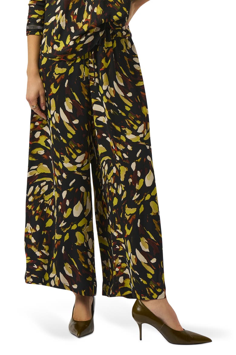 Animal Print Micro Twill Wide Leg Pants, Main, color, BLACK/ MULTI