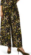 Joseph Ribkoff Animal Print Micro Twill Wide Leg Pants