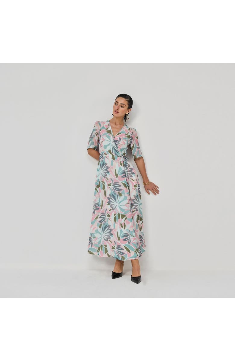 Reistor Abstract Floral Wrap Maxi Dress, Alternate, color, Coastal Bloom