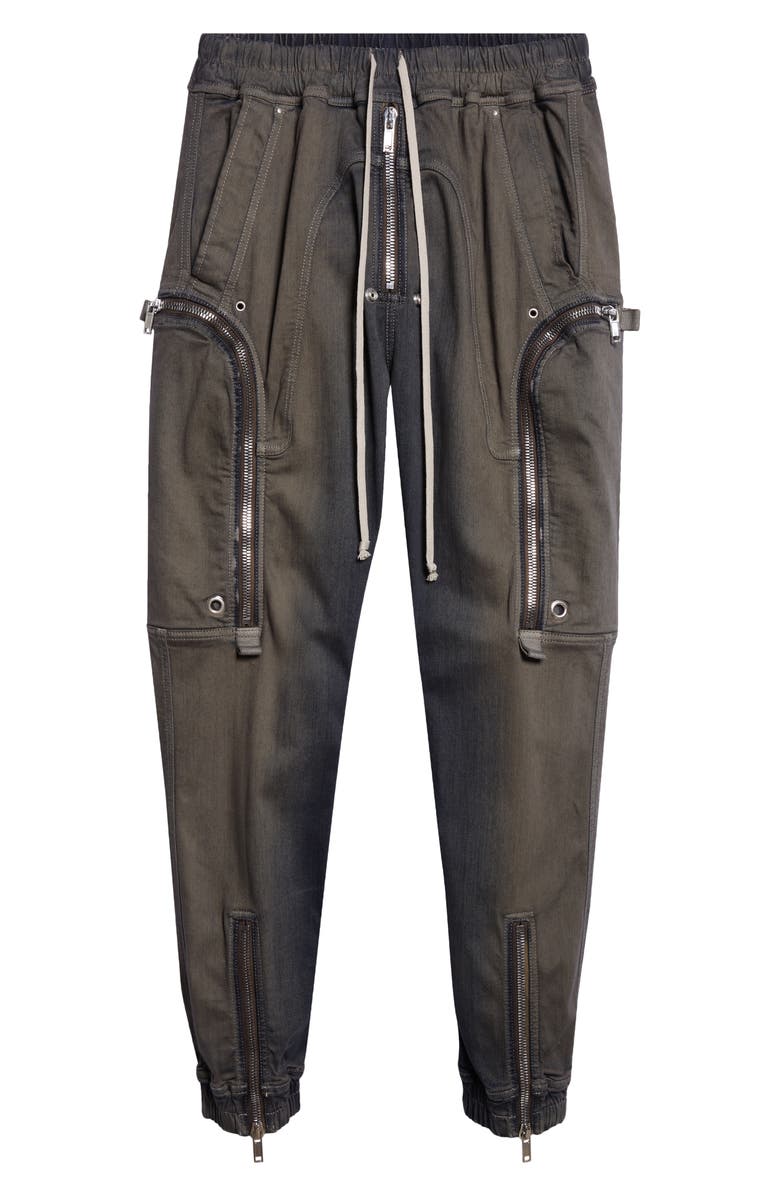 Rick Owens Bauhaus Denim Cargo Joggers, Alternate, color, Dark Dust Degrade
