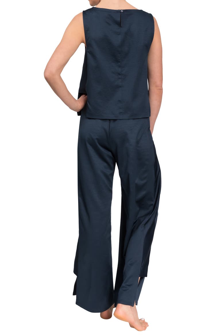 Piper Wide Leg Sleeveless Cotton Pajamas, Alternate, color, INKY BLUE