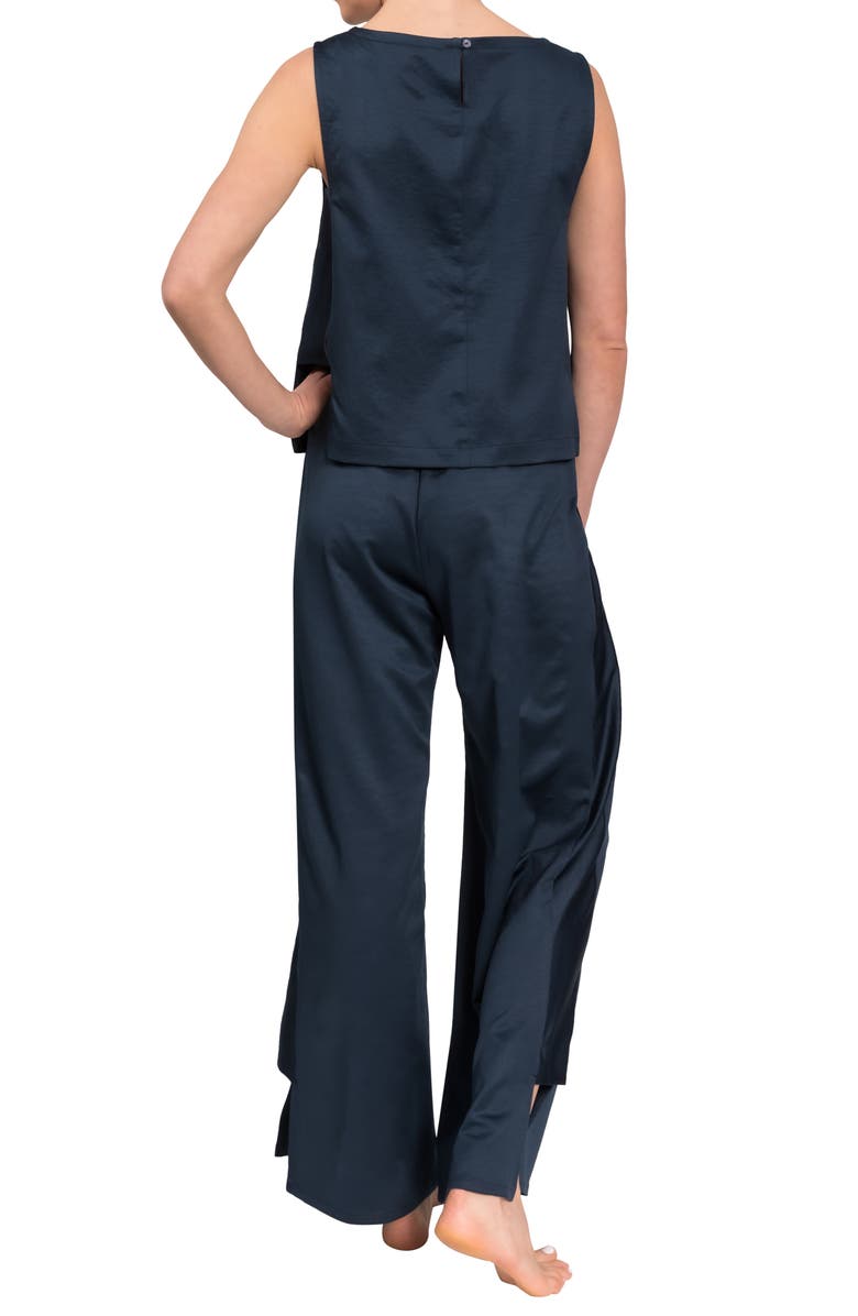 Everyday Ritual Piper Wide Leg Sleeveless Cotton Pajamas, Alternate, color, Inky Blue