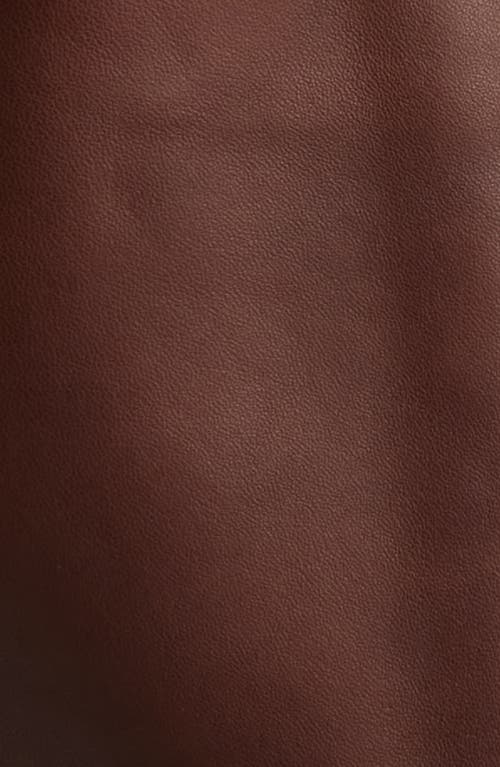 Emporio Armani Regular Fit Button Front Leather Bomber Jacket In Chestnut