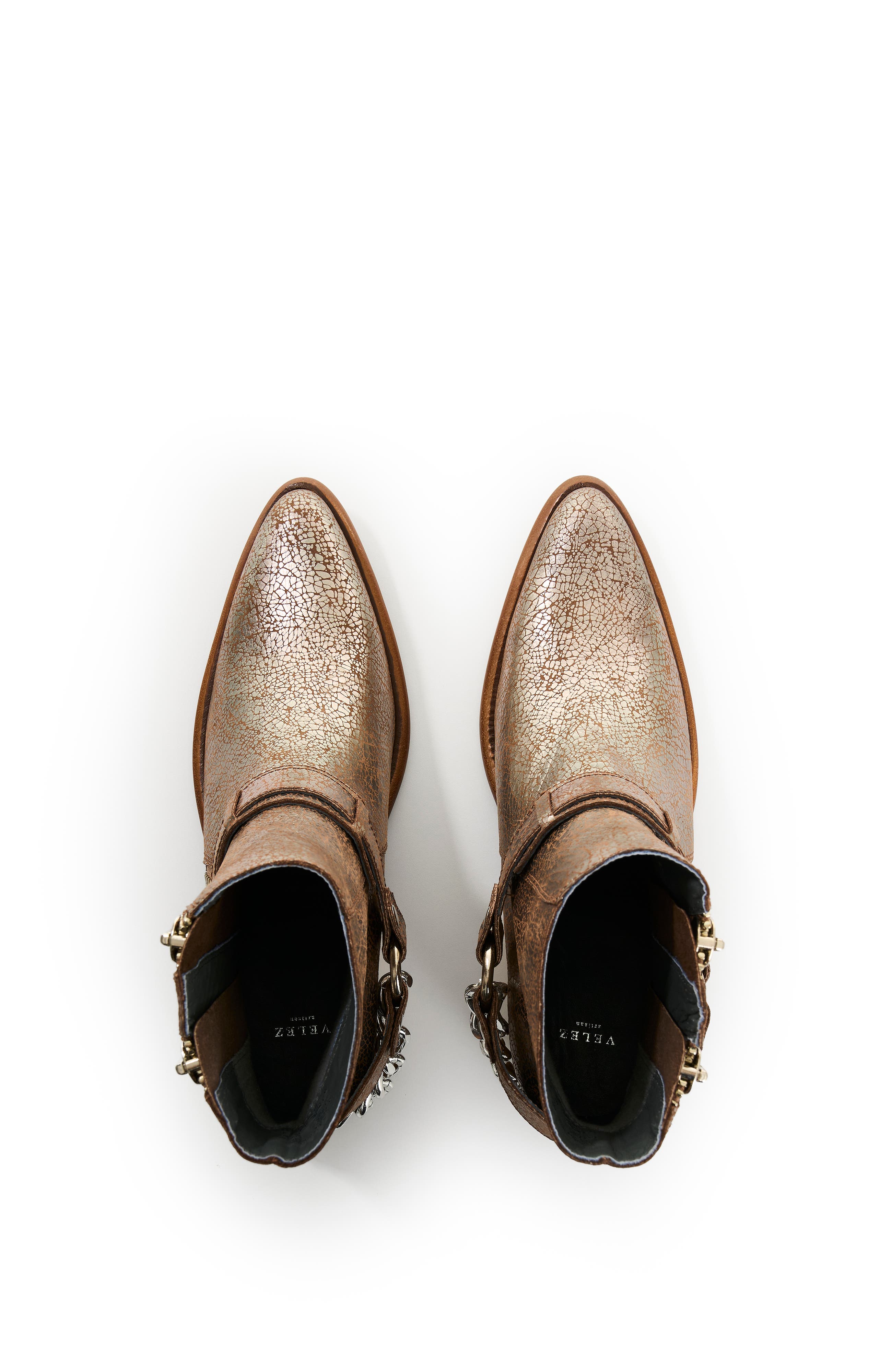 Velez Crackled Leather Ankle Boots, Alternate, color, Silver