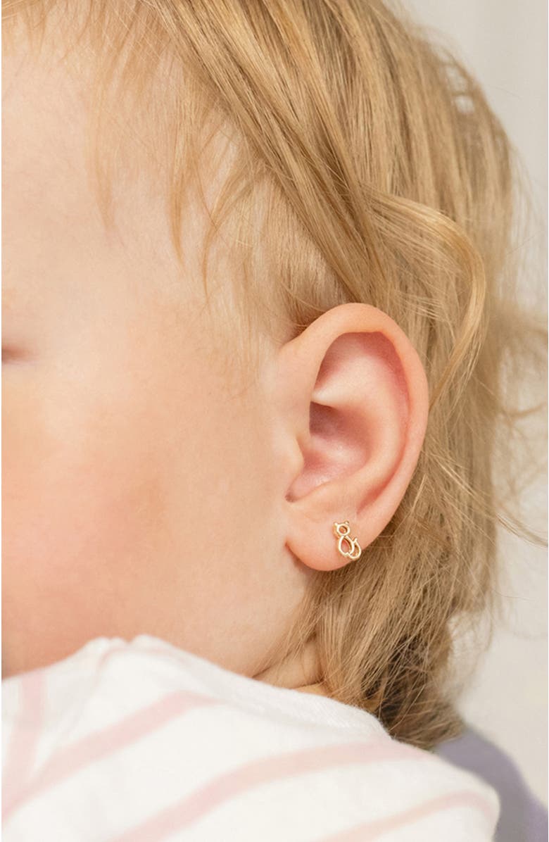 In Season Jewelry 14k Perched Kitty Cat Earrings, Alternate, color, Gold