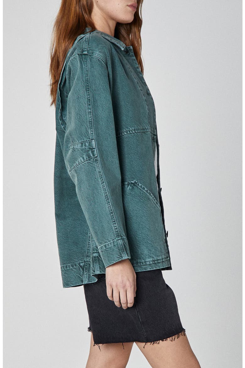 Mari Patch Pocket Denim Chore Jacket, Alternate, color, GREEN
