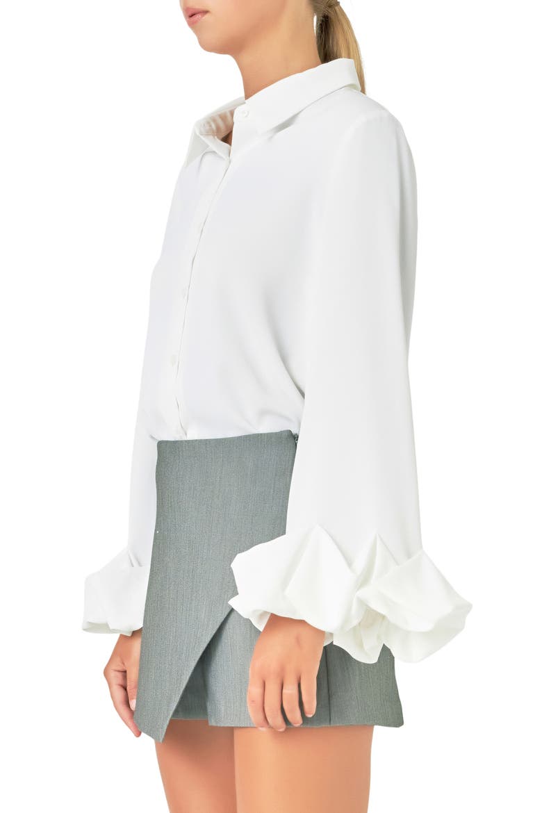 Bubble Cuff Shirt, Alternate, color, WHITE