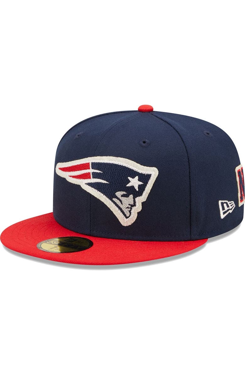 New Era Men's New Era Navy/Red New England Patriots Super Bowl XXXVI Letterman 59FIFTY Fitted Hat, Alternate, color,
