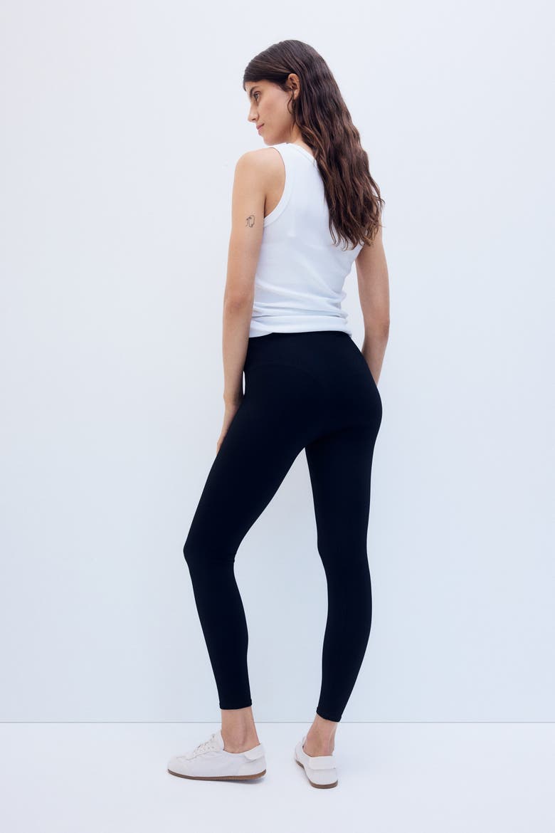Mama Seamless Ribbed Leggings, Alternate, color, Black