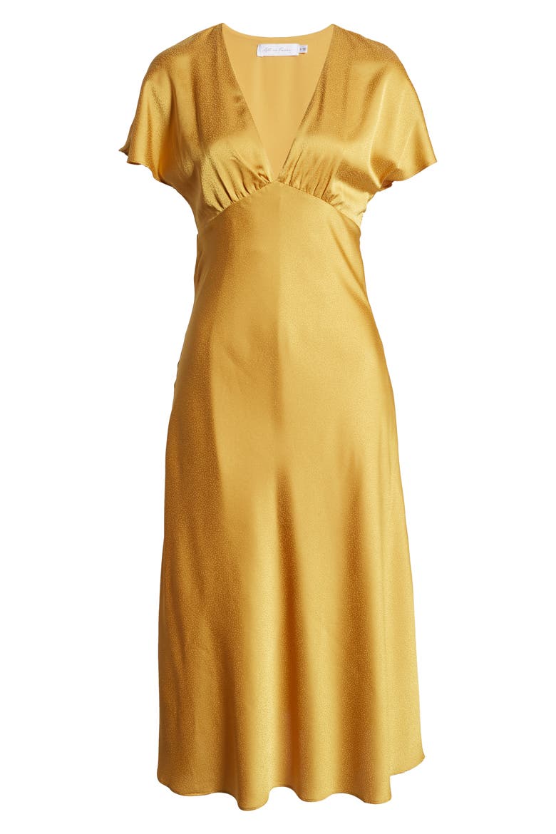 Jacquard Satin Midi Dress, Alternate, color, GOLDEN YELLOW