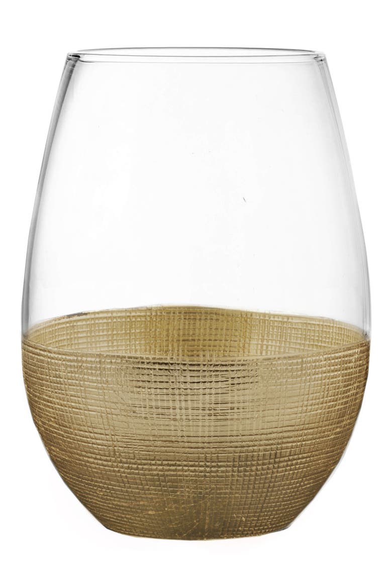 Linen Set of 4 Stemless Wine Glasses, Main, color, GOLDZ/DNU