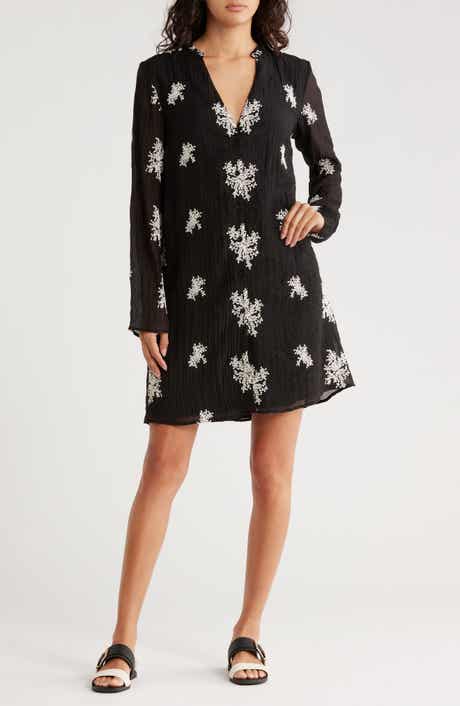 AREA STARS Mandi Embroidered Long Sleeve Shift Dress