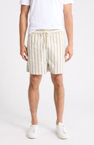 Les Deux Lawson Stripe Cotton Drawstring Shorts