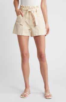 PAIGE Anessa Trapunto Belted Paperbag Waist Shorts