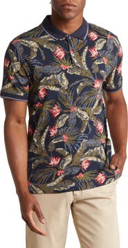 SOUL OF LONDON Tropical Print Knit Polo