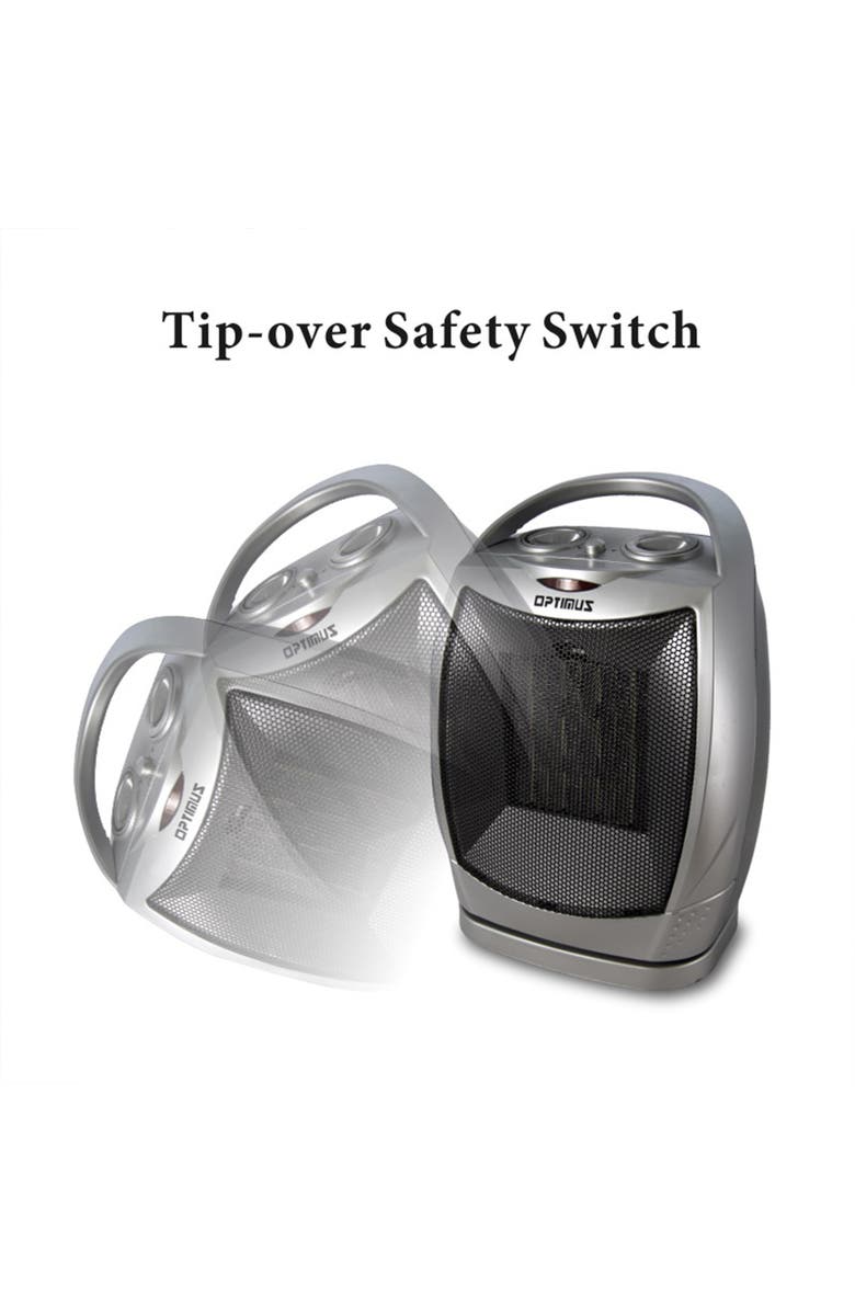 Optimus Portable Oscillating Ceramic Heater with Thermostat, Alternate, color, Silver