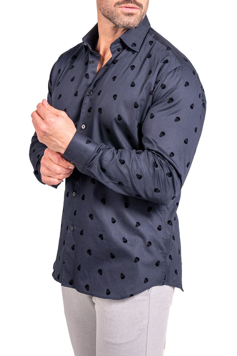 Fibonacci Ascension Contemporary Fit Button-Up Shirt, Alternate, color, BLACK