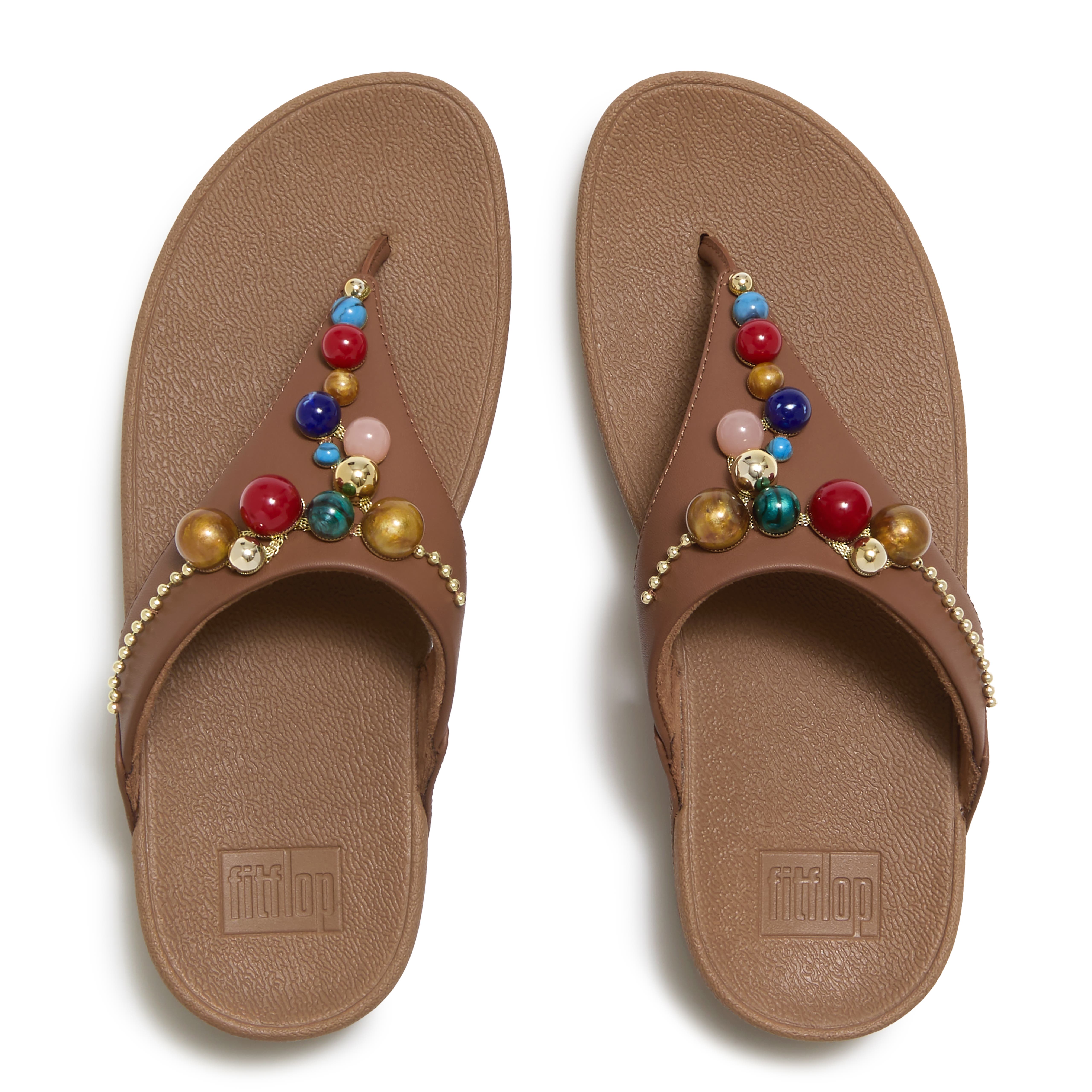 Lulu Beaded Toe-Post Sandals, Alternate, color, Terracotta Tan
