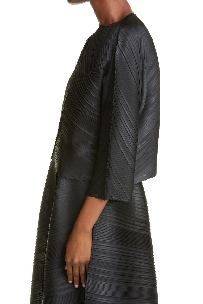 Pleated Cardigan, Alternate, color, BLACK