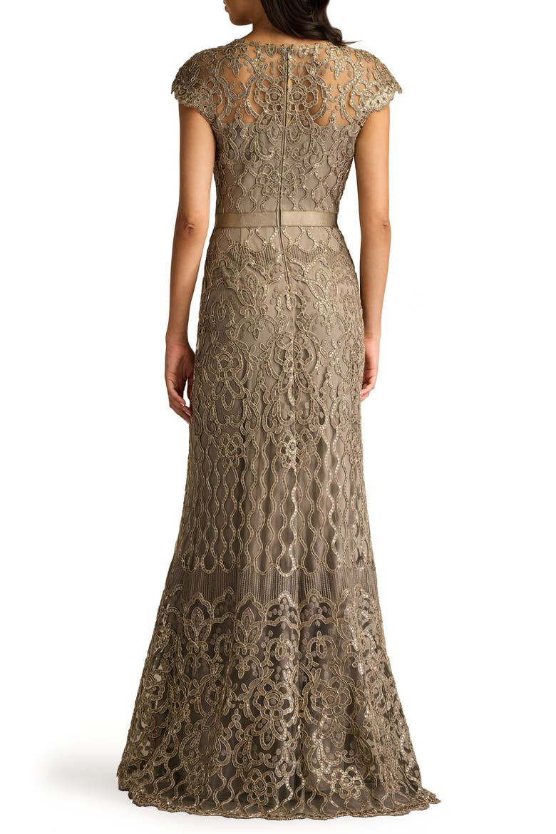 Sequin Illusion Lace Gown, Alternate, color, SMOKE PEARL