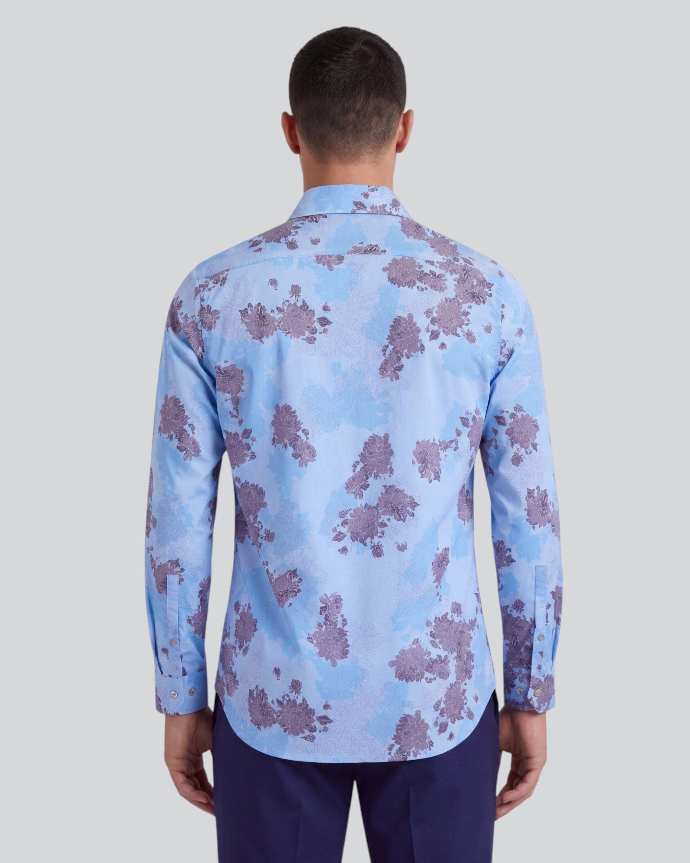 Lords of Harlech Spread Collar Stretch Cotton Long Sleeve Shirt (Men ...