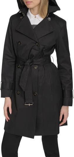 Water Resistant Trench Coat with Removable Hood