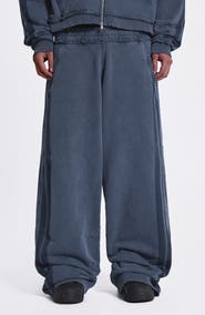 JADED LONDON Oversize Sporty Stripe Denim Wash Cotton Sweatpants