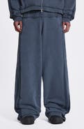 JADED LONDON Oversize Sporty Stripe Denim Wash Cotton Sweatpants