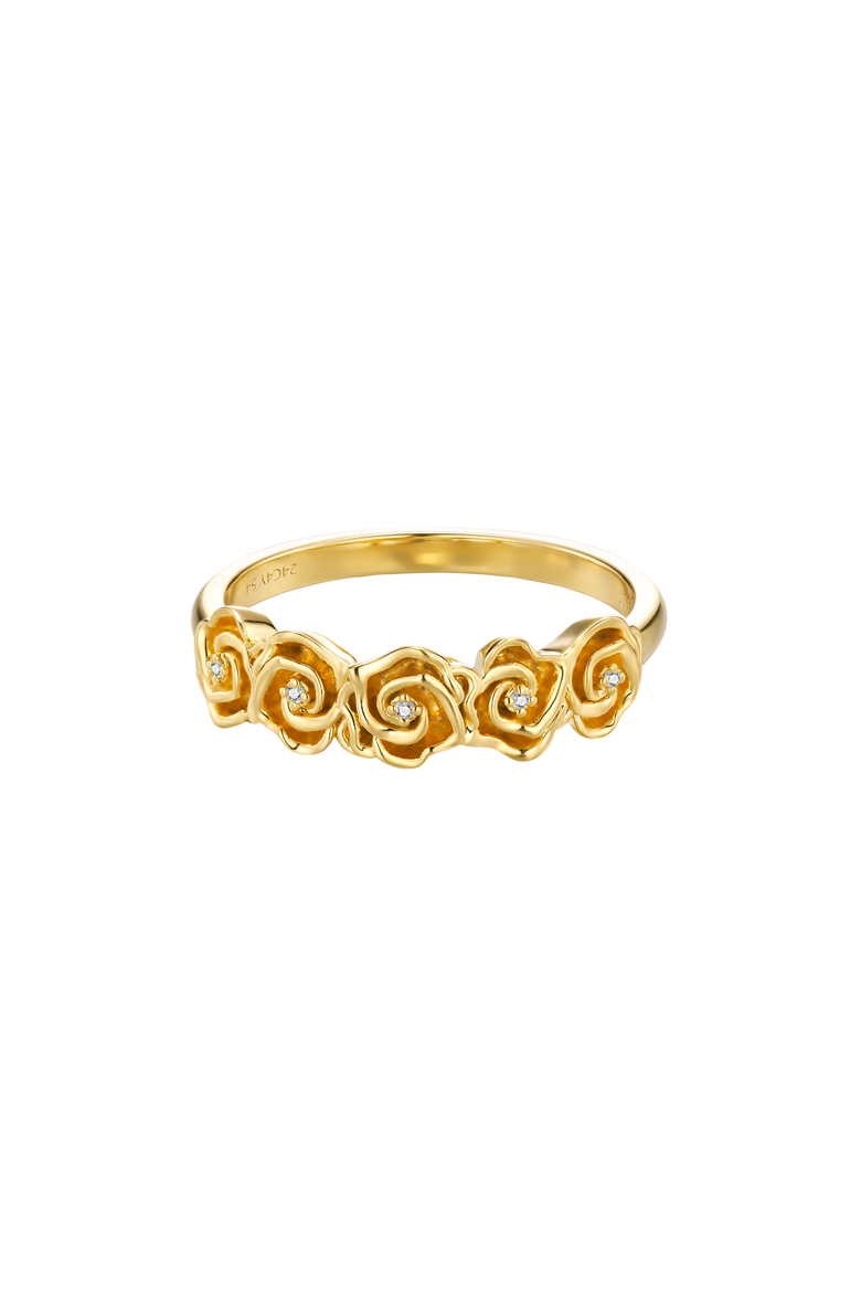 Rosie Diamond Ring | 5 natural diamonds | 925 Sterling Silver | Ring | 7 | Yellow 18k-Gold Plated, Alternate, color, Yellow 18k Gold Plated