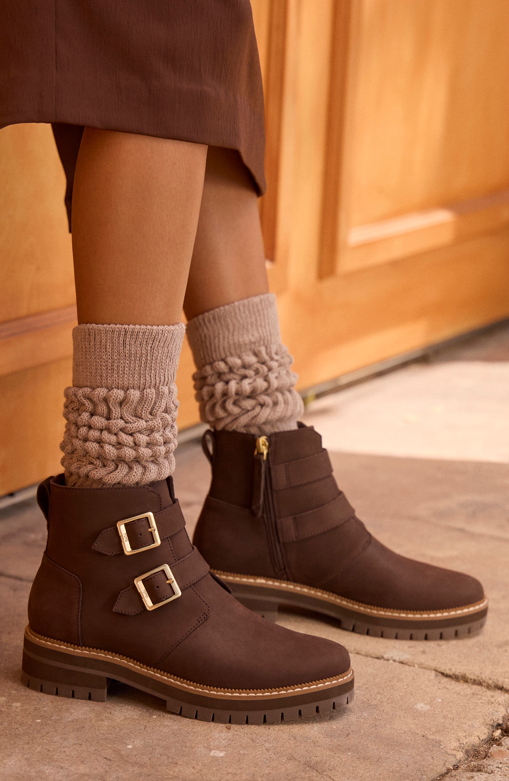 Simone Leather Bootie, Alternate, color, DARK BROWN