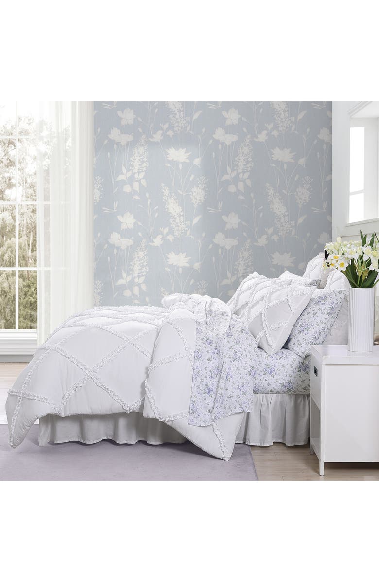 Laura Ashley Norah Microfiber Comforter & Sham 3-Piece Set, Alternate, color, White