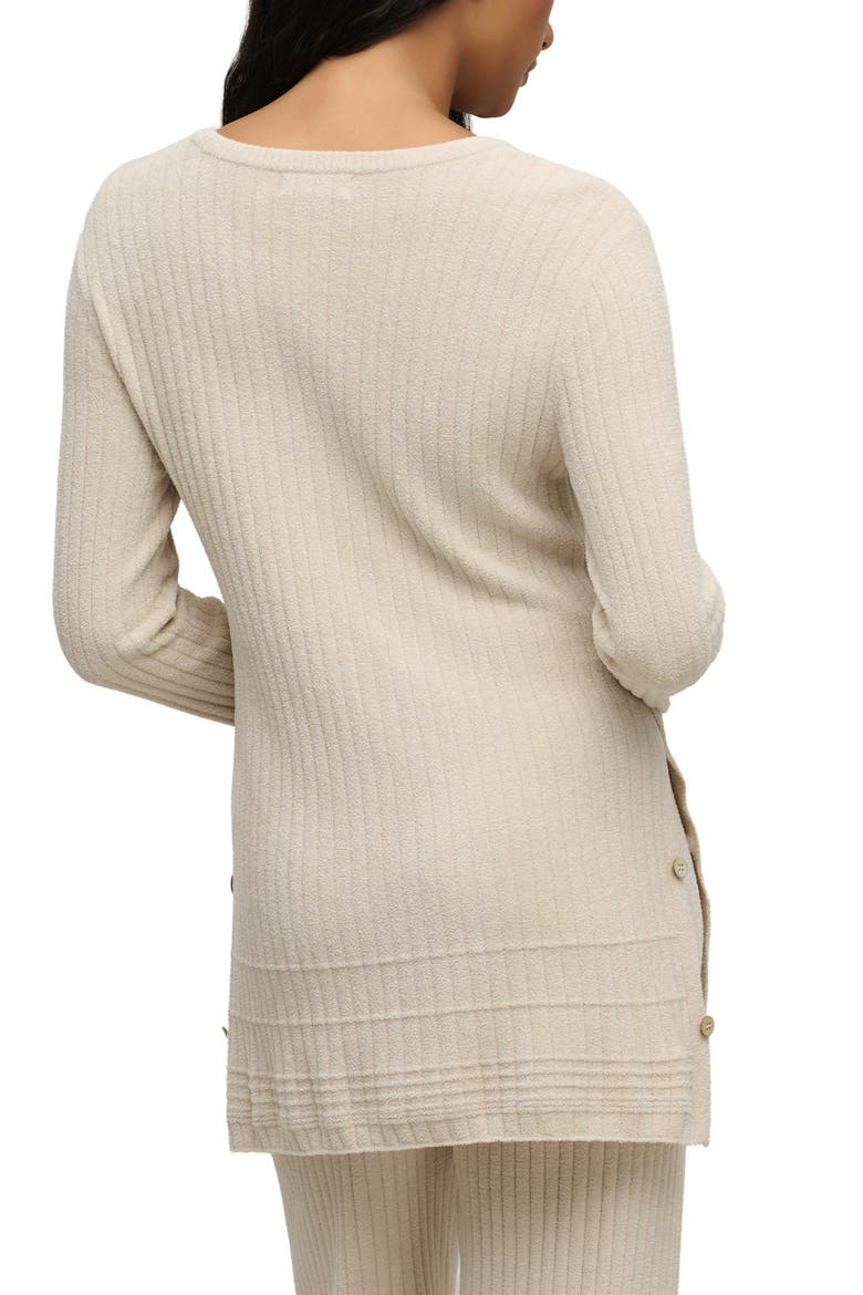 CozyChic® Ultra Lite® Textured Ribbed Button Sweater, Alternate, color, STONE