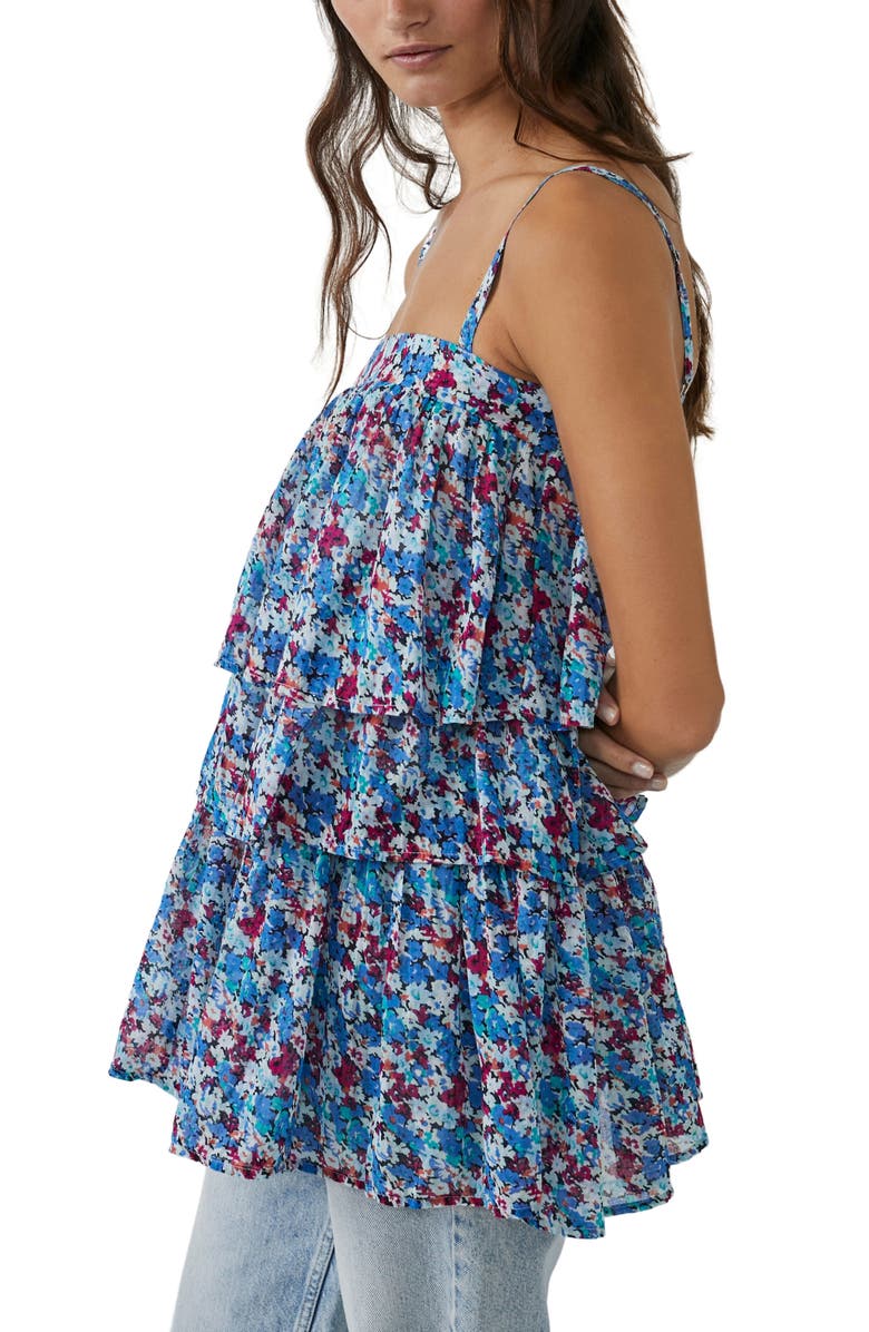 Free People Talia Tiered Tank, Alternate, color, Blue Combo