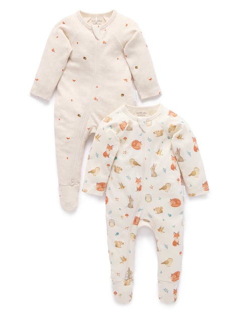 2 Pack Printed Zip Footie Unisex