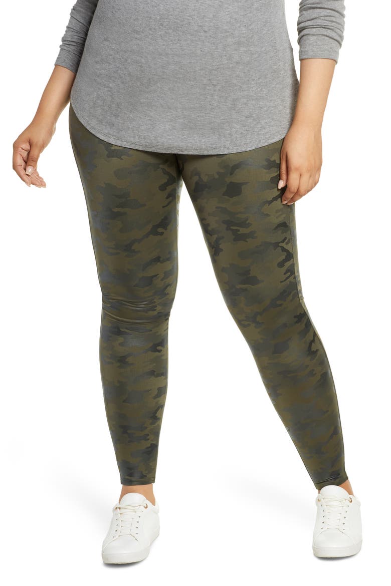 Camo Faux Leather Leggings, Main, color, MATTE GREEN CAMO