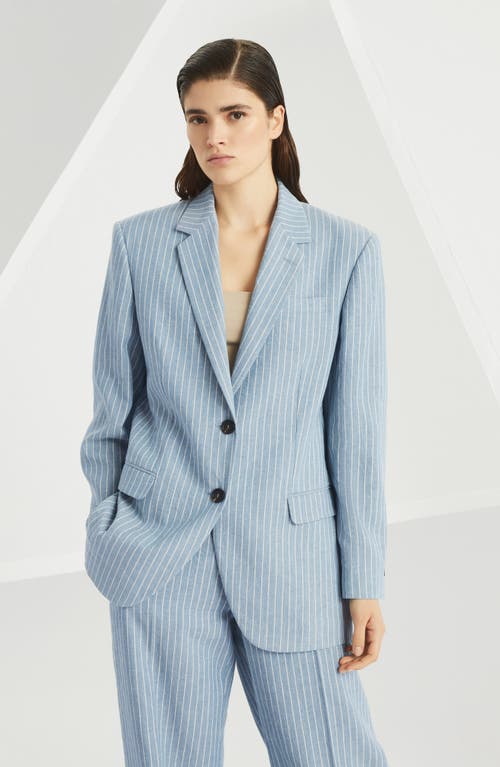 Brunello Cucinelli Monili-detail Twill Blazer In Avio Blue