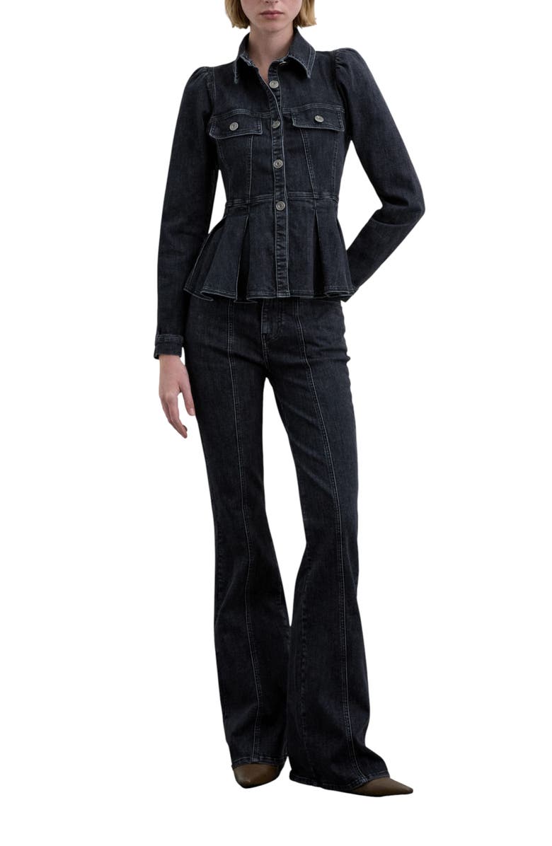 Scalpers Puffed Sleeve Denim Shirt, Alternate, color, Darkgrey